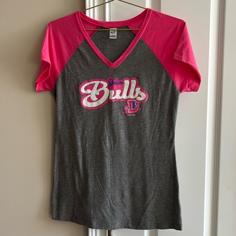 Girls XL Durham Bulls RaglanTshirt Short Sleeves Minor League Baseball Pink